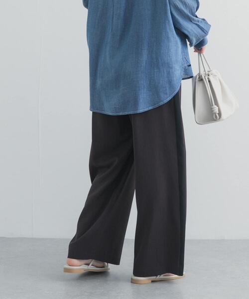 ワイドパンツ パンツ サマーウールMIXラインパンツ レディースの画像