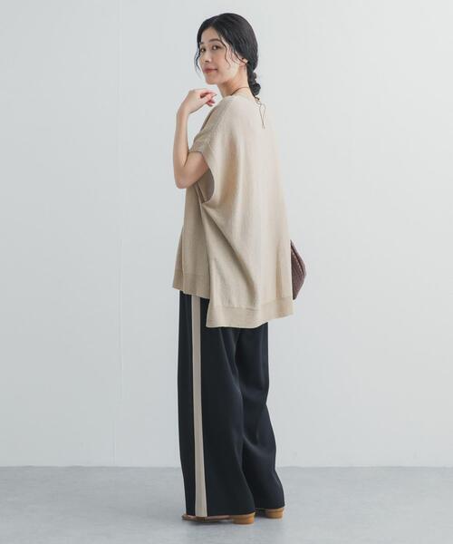 ワイドパンツ パンツ サマーウールMIXラインパンツ レディースの画像