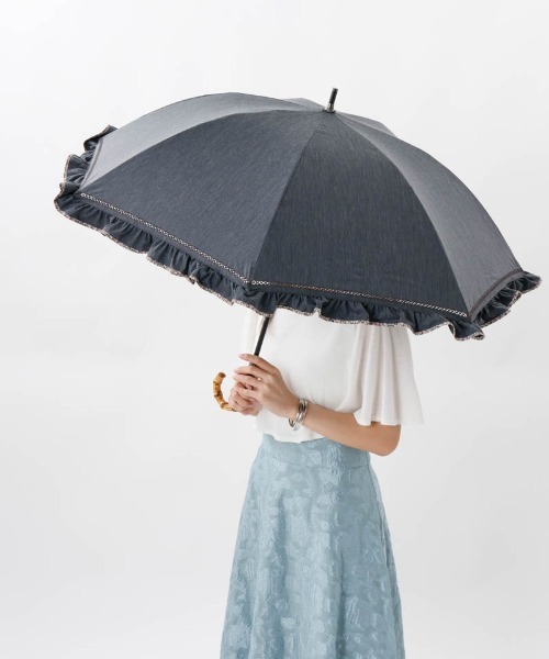日傘 uvカット 傘 「 JILL STUART（ジル スチュアート）」・WEB限定・　リバティパイピングフリル晴雨兼用パラソル(長傘) レディースの画像