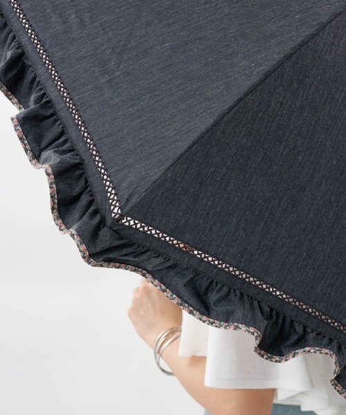日傘 uvカット 傘 「 JILL STUART（ジル スチュアート）」・WEB限定・　リバティパイピングフリル晴雨兼用パラソル(長傘) レディースの画像
