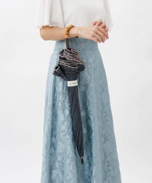 日傘 uvカット 傘 「 JILL STUART（ジル スチュアート）」・WEB限定・　リバティパイピングフリル晴雨兼用パラソル(長傘) レディースの画像