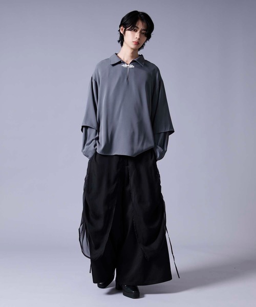 「Ellno Loset」 長袖シャツ MEDIUM ブラック メンズ_画像2