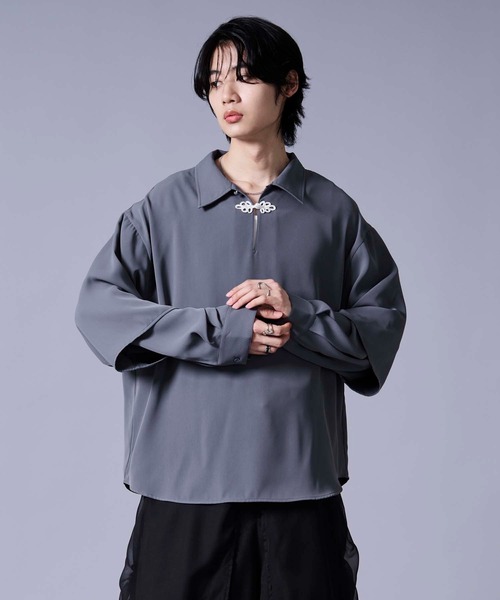 「Ellno Loset」 長袖シャツ MEDIUM ブラック メンズ_画像5