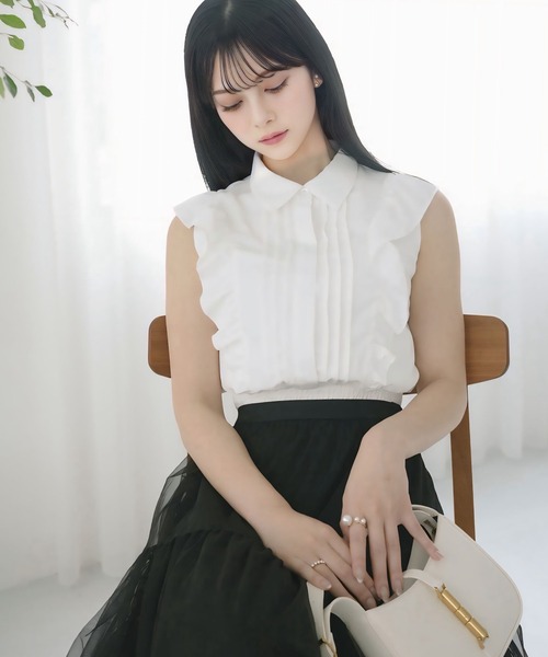 「mipiarl」 ノースリーブブラウス MEDIUM ブラック レディース_画像3