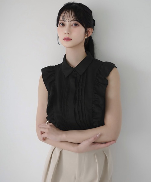 「mipiarl」 ノースリーブブラウス MEDIUM ブラック レディース_画像5