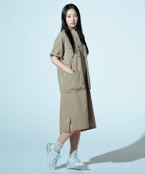 ナンガ ワンピース 半袖 「直営店限定」ドットエア キャンプ シャツドレス/RE DotAir Camp Shirt Dress