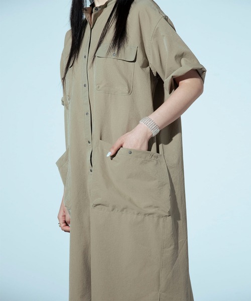 ナンガ ワンピース 半袖 「直営店限定」ドットエア キャンプ シャツドレス/RE DotAir Camp Shirt Dress