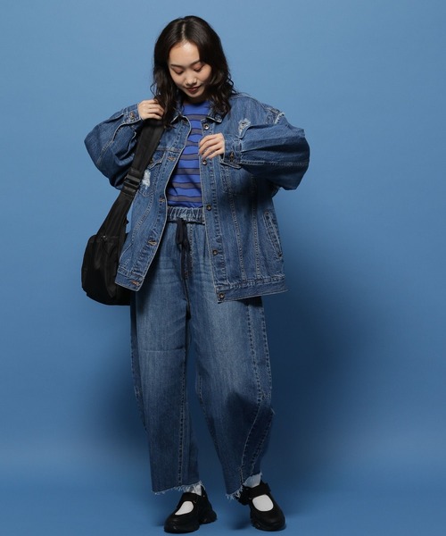niko and…（ニコアンド） デニムパンツ LARGE ブルー レディース