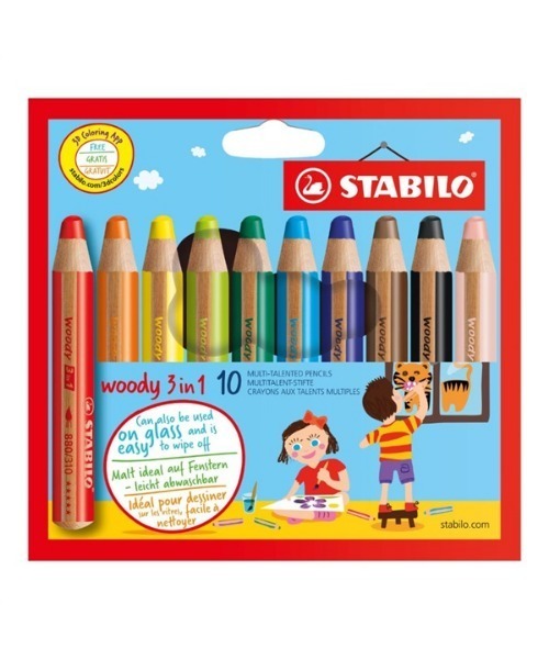 STABILO（スタビロ） ペン ウッディ 10色セット 色鉛筆 10mm マルチ