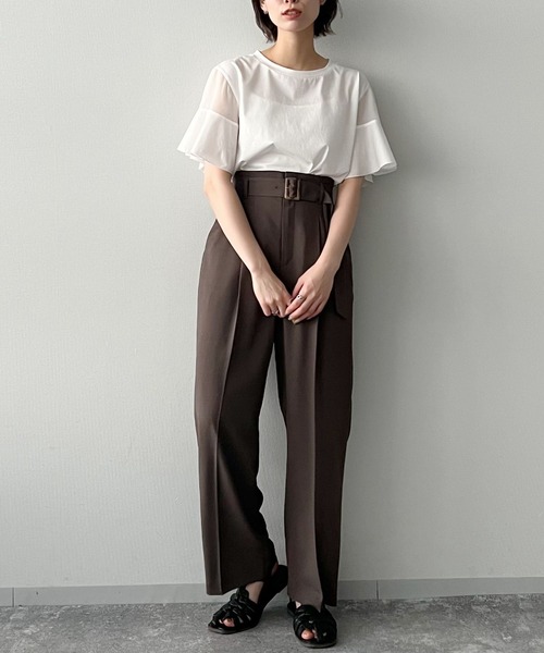 mysty woman（ミスティウーマン） tシャツ Tシャツ シアショルダープル