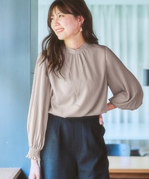 7days Life Styling ブラウス シャツ 袖プリーツスタンドカラー