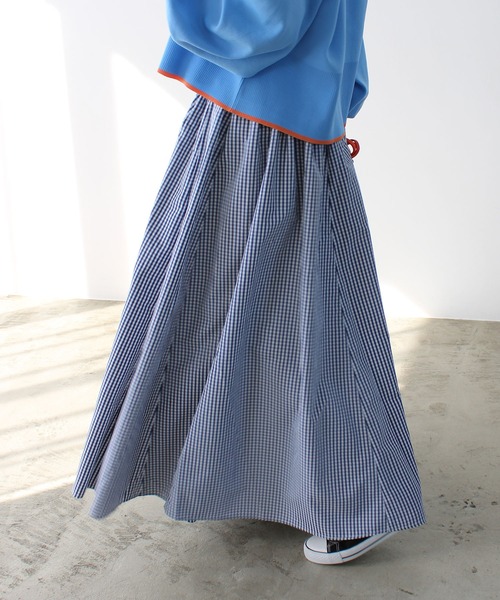 【美品】 BLUELEA　フレアスカート　ギンガムチェック　Mサイズ ギンガムチェックフレアスカート | レディースファッション通販