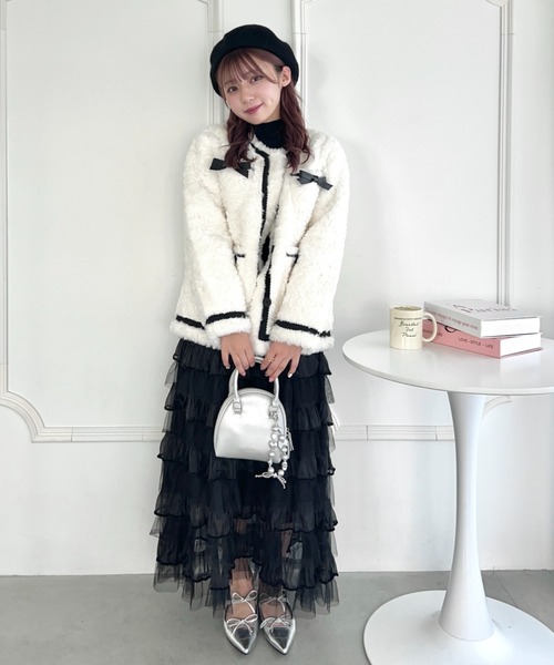 Anna Kerry ファージャケットコート ウエストリボン ラビットファー ar15011_1.jpg