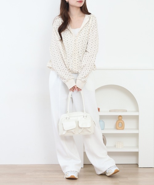 JEMORGAN レディース ワッフル花柄フルジップパーカ JEMORGAN（ジェーイーモーガン） パーカー ワッフル花柄ZIPパーカ