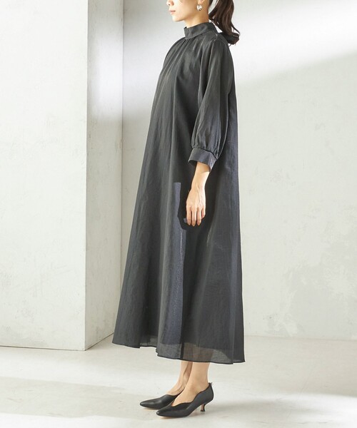 未使用品　LOHEN GUSSET COCOON ONE PIECE BLACK 異素材MIXコクーンワンピース/GARAGE OF GOOD CLOTHING（ガレージ オブ