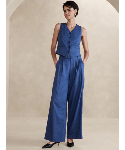BANANA REPUBLIC パンツ FACTORY STORE リネンブレンド ワイド