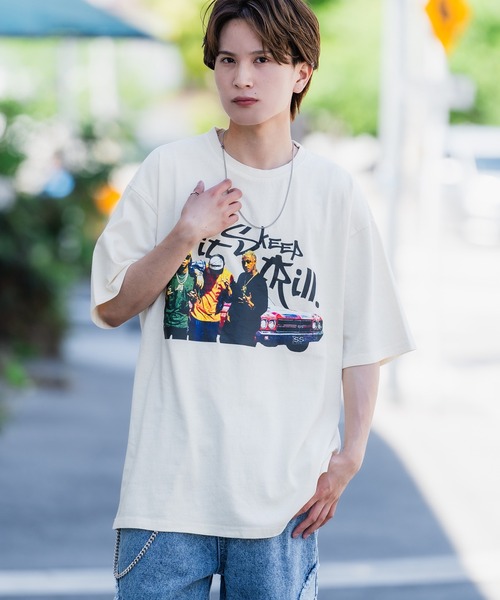 半袖Tシャツ メンズ 蝶プリント リベット ショルダーパッド 2色 MSNカラー蝶プリントTシャツ – 1 – PESSOA CLUB