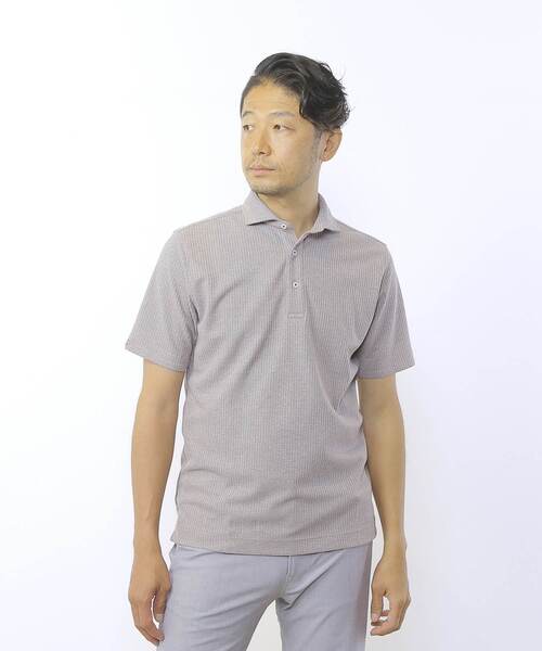 MEN'S MELROSE ポロシャツ リンクスストライプホリゾンタルカラー半袖