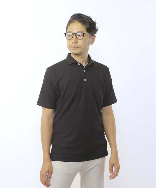 MEN'S MELROSE ポロシャツ リンクスストライプホリゾンタルカラー半袖