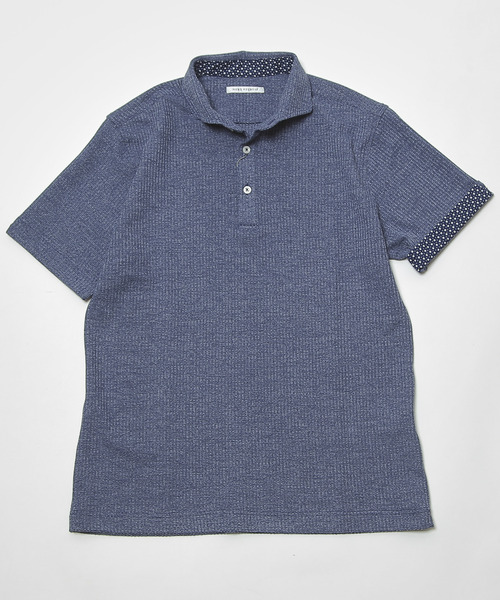 MEN'S MELROSE ポロシャツ リンクスストライプホリゾンタルカラー半袖
