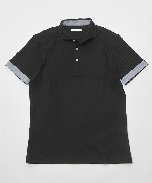 MEN'S MELROSE ポロシャツ リンクスストライプホリゾンタルカラー半袖