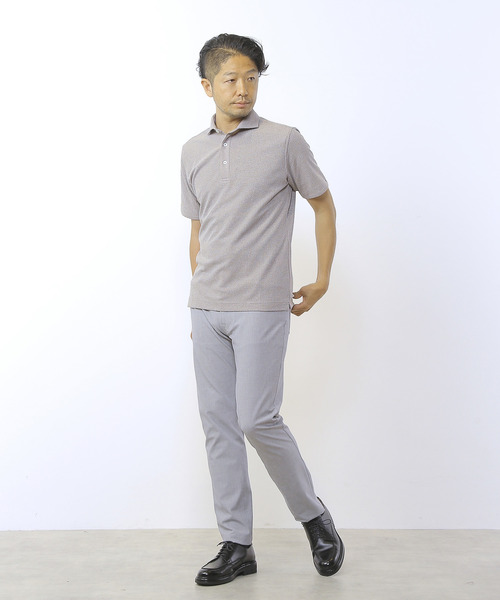 MEN'S MELROSE ポロシャツ リンクスストライプホリゾンタルカラー半袖