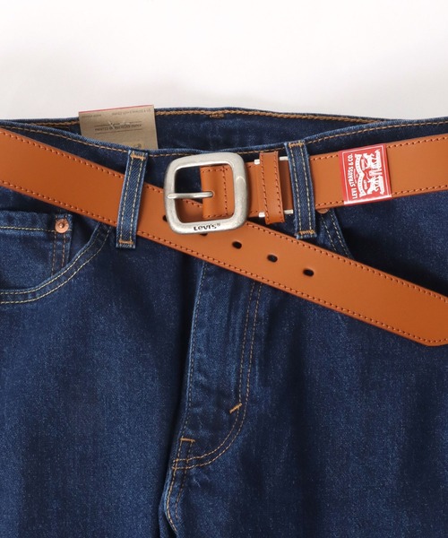 Levi's（リーバイス） ベルト 35mm 本革 サイドステッチ スクエア