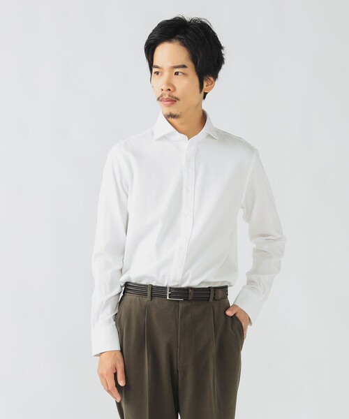 BEAMS HEART シャツ ヘリンボーン カッタウェイシャツ（S〜XL・洗濯機 