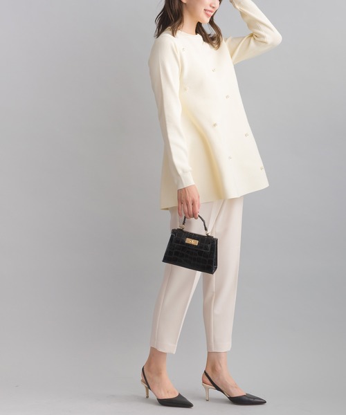 ニット セーター パール付きチュニックニット レディース PICCIN PERLA ニット セーター パール付きチュニックニット