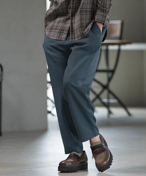 ダークグレー テーパードスラックス UNIQLO U ワイドフィットテーパードパンツ L Dark Gray ユニクロ
