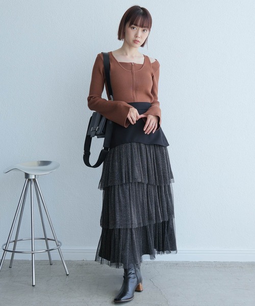 LADYMADE（レディメイド） ロング スカート ラメチュールフリル