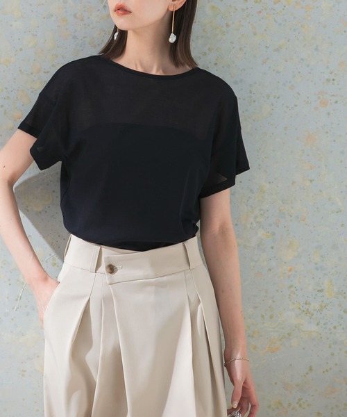 tシャツ シュシュフライスカットソー レディース tシャツ シアーフライスTシャツ レディース : ZOZOTOWN Yahoo!店