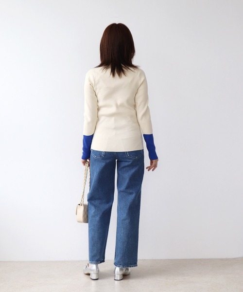 ニット セーター バイカラースリーブニット レディース Jines ニット セーター バイカラースリーブニット レディース