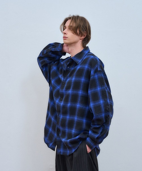 ajouter flow シャツ 「ajouter flow」cosmos embroidery ombre check