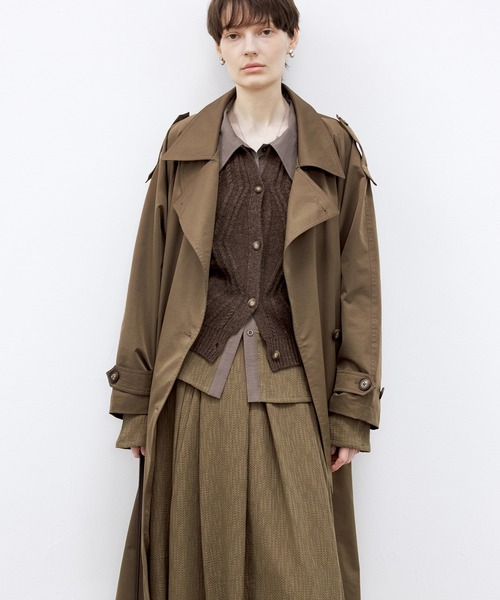 STONE  David-tc ダブルブレストトレンチコート 茶 wine-king_7777100000077694