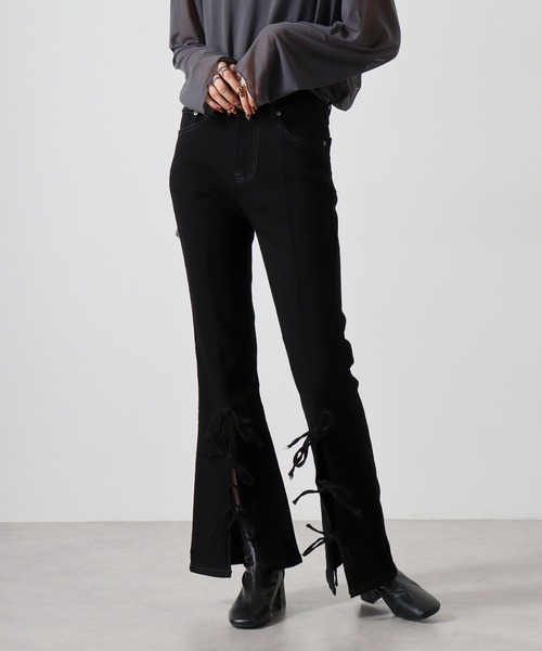 [8 SECONDS] 軽量裾スリットワイドデニムパンツ atelier SOMETHING BIG POCKET SLIT WIDE/ビッグポケット