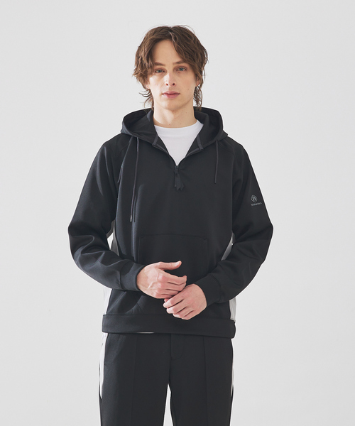 【予約販売】本 DESIGNWORKS 切替 「セットアップ対応」ハーフジップ パーカー トップス