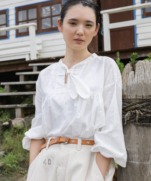 ブラウス シャツ 「Brocante / ブロカント」 20s綿麻シーチング フラールシャツ レディース