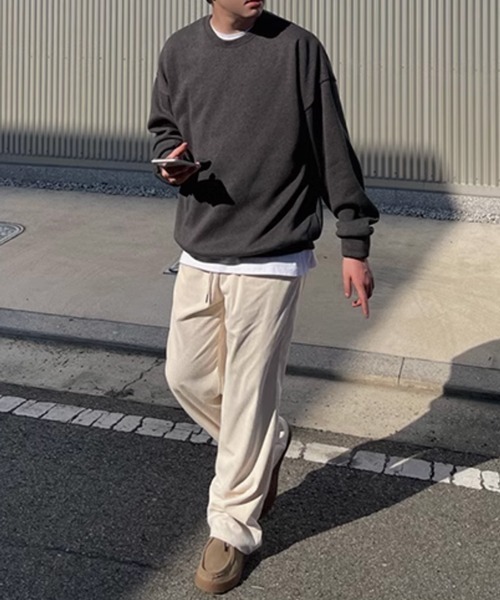 お洒落 メンズ ルーズ コーデュロイ ドレープイージー パンツ NOWLE パンツ 「NOWLE」ワイドシルエット ドレープ コーデュロイ
