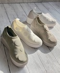 スニーカー 洗える 超軽量 厚底 ドット ニッ...の詳細画像3
