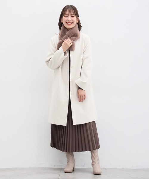 「Honeys」 ノーカラーコート S ライトグレー レディース_画像4