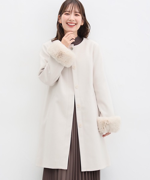 「Honeys」 ノーカラーコート S ライトグレー レディース_画像5
