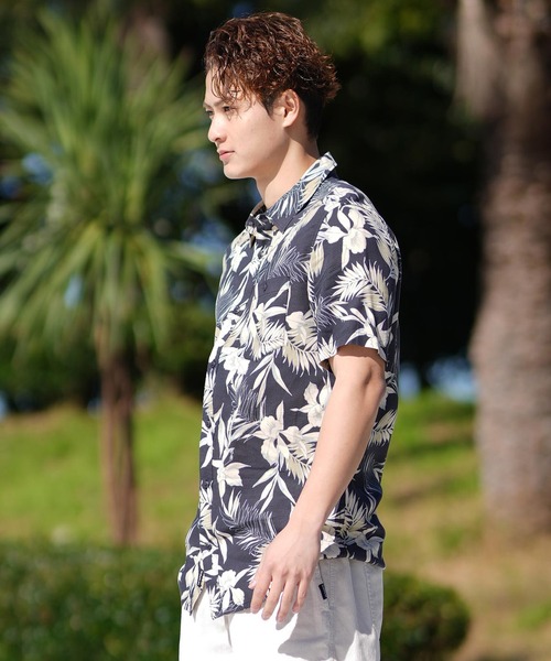 QUIKSILVER メンズL アロハシャツ　半袖シャツ　ネオン Quiksilver 【ネコポス配送】クイックシルバー 半袖シャツ
