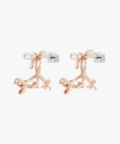 【agnes b】H925 Wrapped in Loveピアス agnes b. ピアス H925 リボン ロゴ ドロップ ”Wrapped in Love