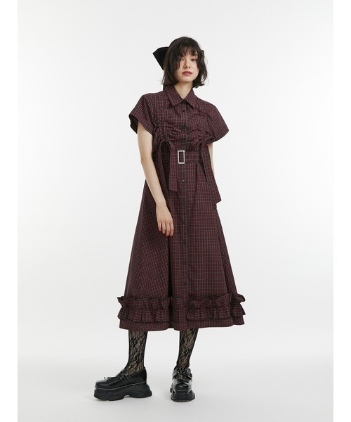 jouetie ワンピース 「再入荷」ギャザーリボンロングシャツ