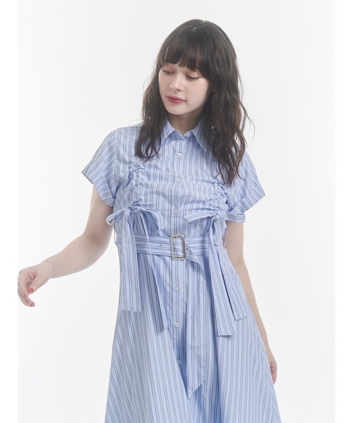 jouetie ワンピース 「再入荷」ギャザーリボンロングシャツ