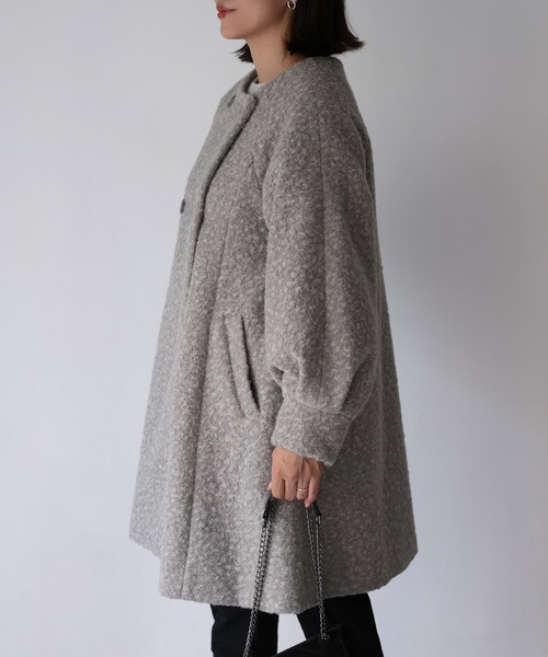 「Riberry」 ノーカラーコート MEDIUM グレー レディース_画像2