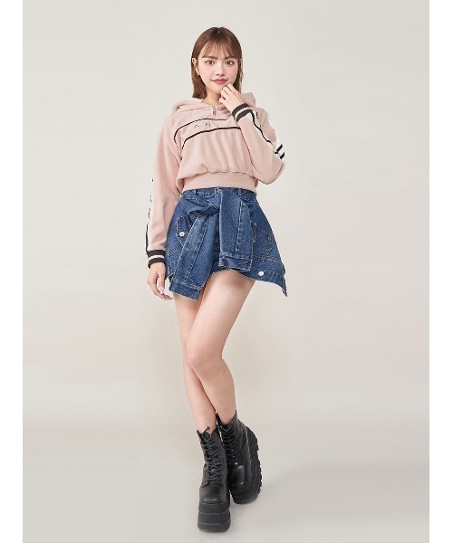 Darich パンツ ドッキングデザインデニムショートパンツ レディース 