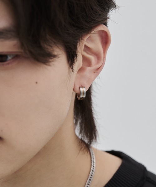 WYZ ピアス 「 金属アレルギー対応 」ゴールドライン フープピアス