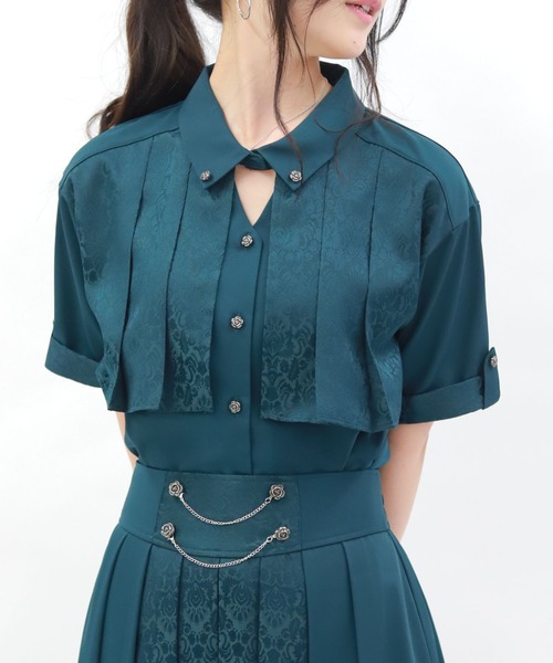 品質が axes femme ブラウス シャツ ジャカード×プリーツブラウス ウェア